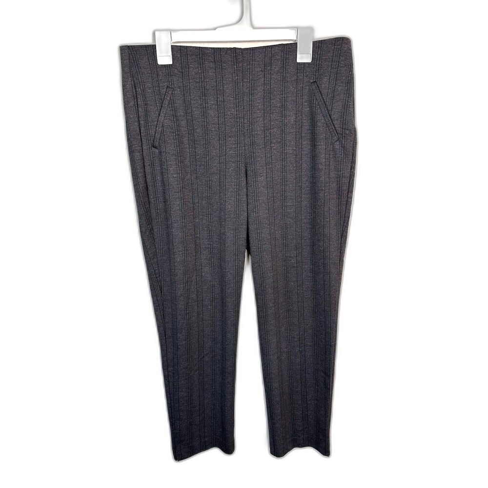 Chico's Fabulously Slimming Ankle Pants Size 2/L Charcoal Gray Pinstripe Pull On